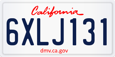 CA license plate 6XLJ131