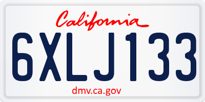 CA license plate 6XLJ133