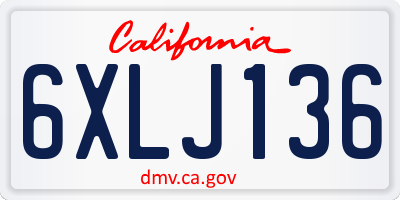 CA license plate 6XLJ136