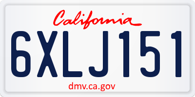 CA license plate 6XLJ151