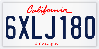 CA license plate 6XLJ180