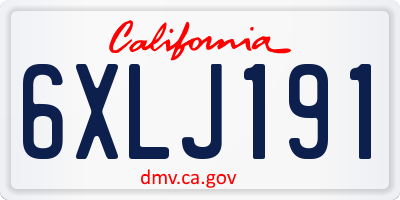 CA license plate 6XLJ191
