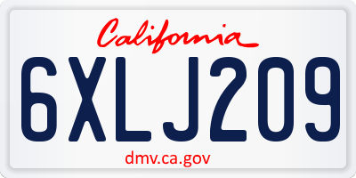 CA license plate 6XLJ209
