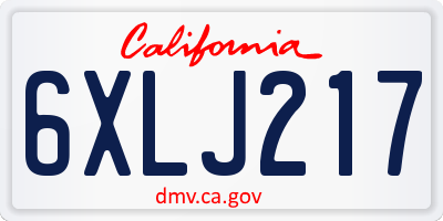 CA license plate 6XLJ217
