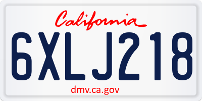 CA license plate 6XLJ218