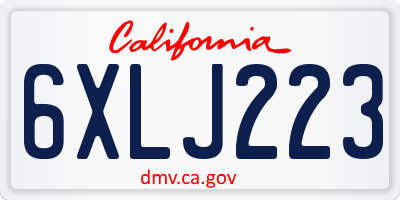 CA license plate 6XLJ223