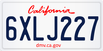 CA license plate 6XLJ227