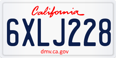 CA license plate 6XLJ228
