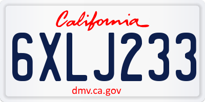 CA license plate 6XLJ233