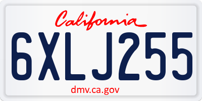CA license plate 6XLJ255