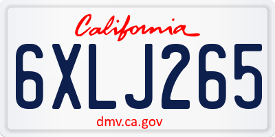 CA license plate 6XLJ265