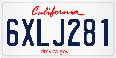 CA license plate 6XLJ281