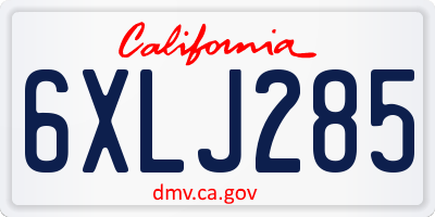 CA license plate 6XLJ285