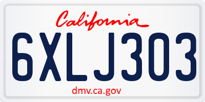 CA license plate 6XLJ303