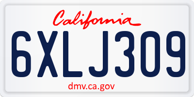 CA license plate 6XLJ309