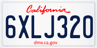 CA license plate 6XLJ320