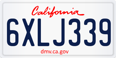 CA license plate 6XLJ339