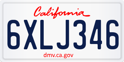 CA license plate 6XLJ346