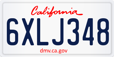 CA license plate 6XLJ348