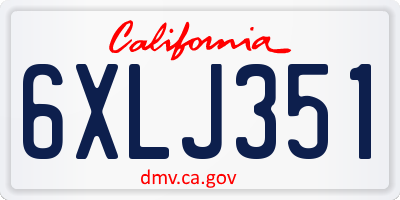 CA license plate 6XLJ351