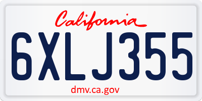 CA license plate 6XLJ355