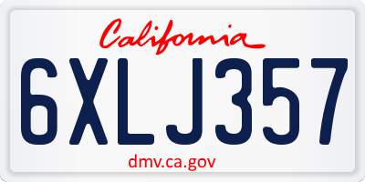 CA license plate 6XLJ357