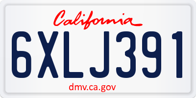 CA license plate 6XLJ391