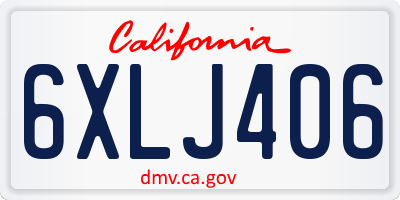 CA license plate 6XLJ406