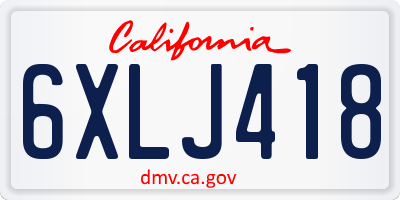 CA license plate 6XLJ418