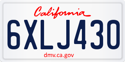 CA license plate 6XLJ430