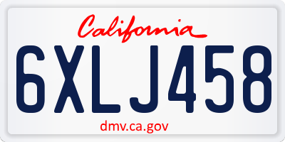 CA license plate 6XLJ458