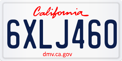 CA license plate 6XLJ460