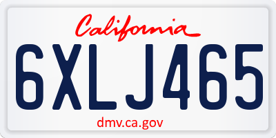 CA license plate 6XLJ465