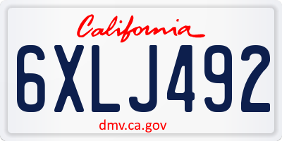 CA license plate 6XLJ492