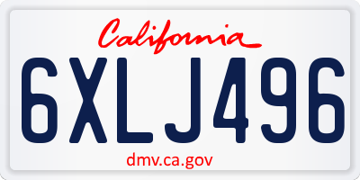 CA license plate 6XLJ496