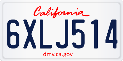CA license plate 6XLJ514
