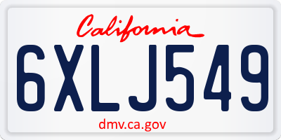 CA license plate 6XLJ549