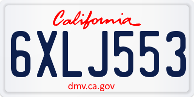 CA license plate 6XLJ553