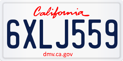CA license plate 6XLJ559