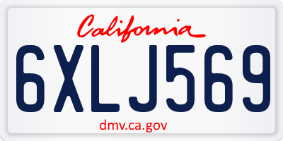 CA license plate 6XLJ569