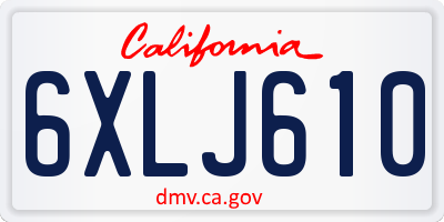 CA license plate 6XLJ610