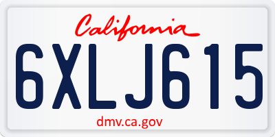 CA license plate 6XLJ615