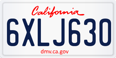 CA license plate 6XLJ630