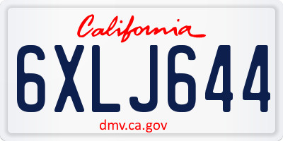 CA license plate 6XLJ644