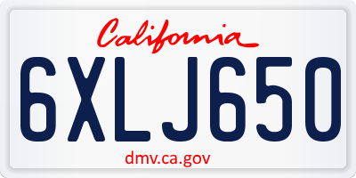 CA license plate 6XLJ650