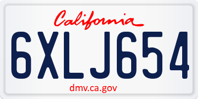 CA license plate 6XLJ654