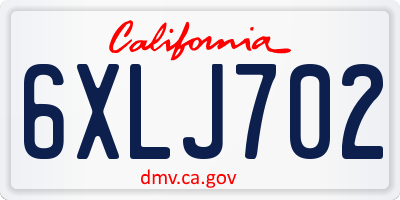 CA license plate 6XLJ702