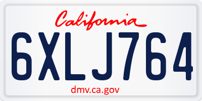 CA license plate 6XLJ764