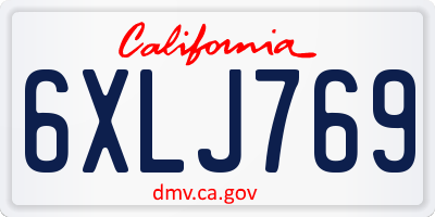 CA license plate 6XLJ769