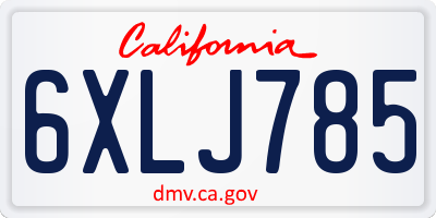 CA license plate 6XLJ785